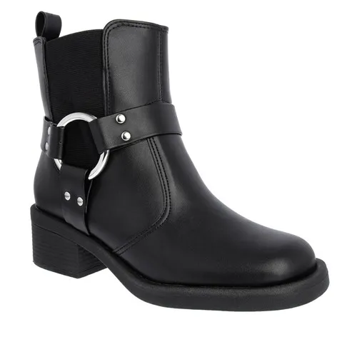 Biker Boot Gabriela Salto Bloco Chelsea Fivela Preto