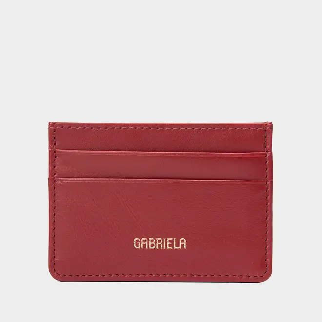 Porta Cartão Gabriela Couro Vermelho