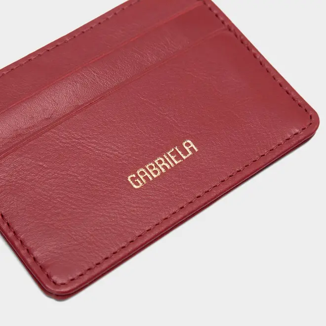 Porta Cartão Gabriela Couro Vermelho