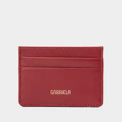 Porta Cartão Gabriela Couro Vermelho