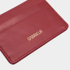Porta Cartão Gabriela Couro Vermelho