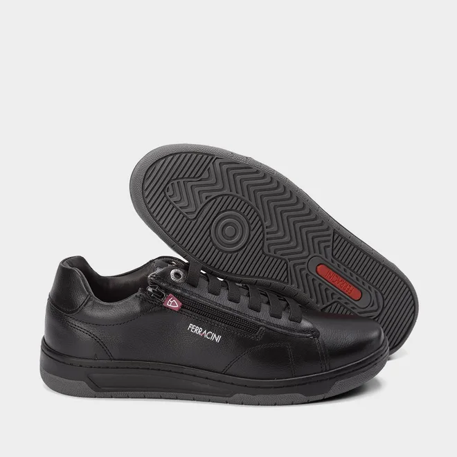 Sapatênis Ferracini Vox Zíper Couro Preto