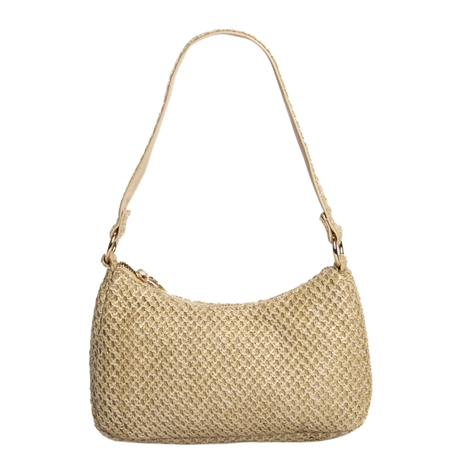 Bolsa Tiracolo Pequena Gabriela Ráfia Tressê Bege