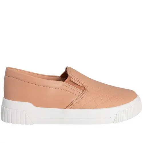 Slip On Penélope Flatform Detalhe Matelassê Bege