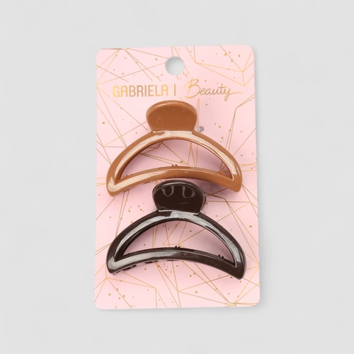 Kit 2 Prendedores De Cabelo Gabriela Beauty Marrom