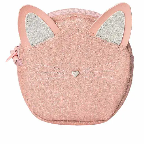 Bolsa Redonda Tiracolo Infantil STZ Gatinha Glitter Rosa