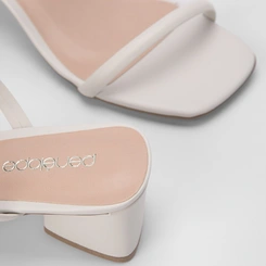 Tamanco Feminino Penélope Salto Geométrico Off White