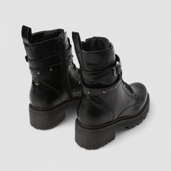 Bota Coturno Feminina Mooncity Fivelas E Cadarço Preta