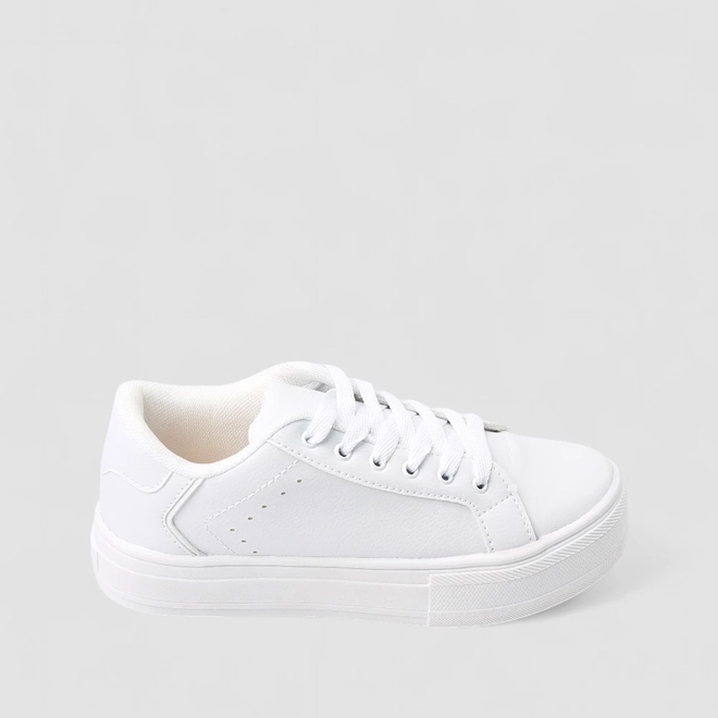 Tênis Penélope Flatform Feminino Detalhe Recortes Branco