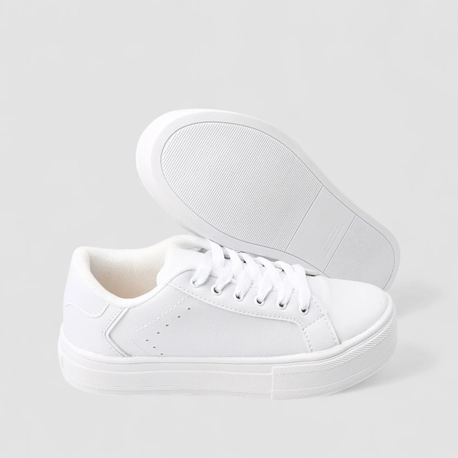 Tênis Penélope Flatform Feminino Detalhe Recortes Branco
