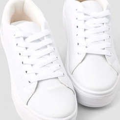 Tênis Penélope Flatform Feminino Detalhe Recortes Branco