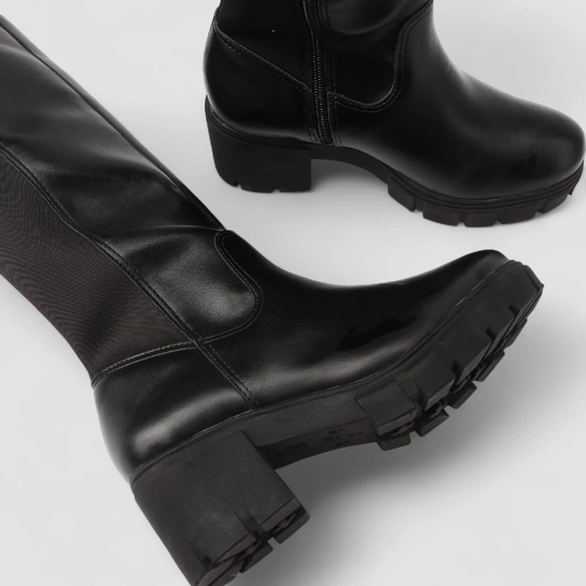 Bota Montaria Via Marte Plataforma Tratorada Tecido Preto