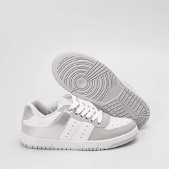 Tênis Ollie Originals Dunky Street Feminino Holográfico Cinza & Branco