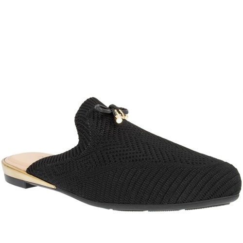 Mule Modare Ultraconforto Laço Aplicação Strass Knit Preto
