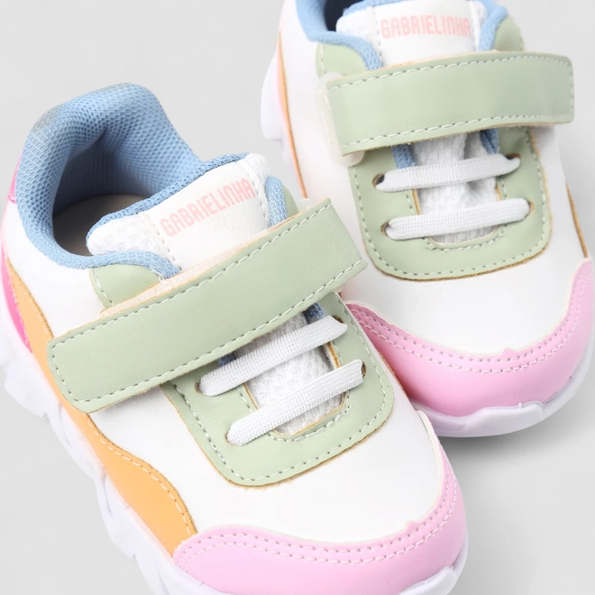 Tênis Infantil Gabrielinha Casual Chunky Tira Contato Recortes Color