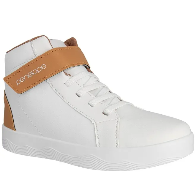 Tenis fashion cano alto feminino caramelo