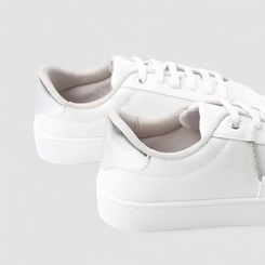 Tênis Penélope Casual Feminino Aplicação Cordão Strass Elástico Branco