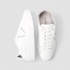 Tênis Penélope Casual Feminino Aplicação Cordão Strass Elástico Branco