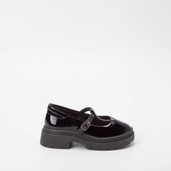 Sapatilha Boneca Infantil Molekinha Plataforma Tratorada Fivela Verniz Preto