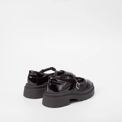 Sapatilha Boneca Infantil Molekinha Plataforma Tratorada Fivela Verniz Preto