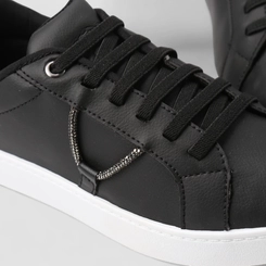 Tênis Penélope Casual Feminino Aplicação Cordão Strass Elástico Preto