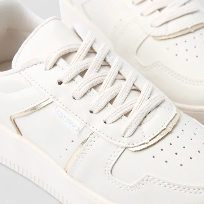 Tênis Penélope Casual Feminino Flatform Tratorado Street Metalizado Off White