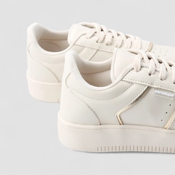 Tênis Penélope Casual Feminino Flatform Tratorado Street Metalizado Off White