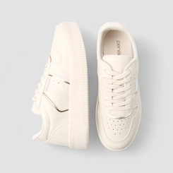 Tênis Penélope Casual Feminino Flatform Tratorado Street Metalizado Off White