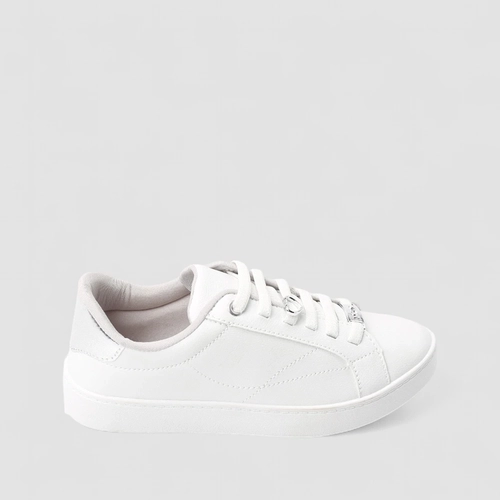Tênis Penélope Casual Feminino Coração Love Metalizado Elástico Branco