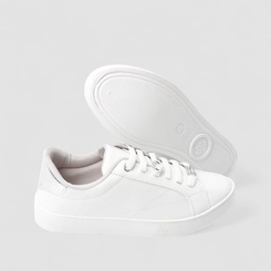 Tênis Penélope Casual Feminino Coração Love Metalizado Elástico Branco