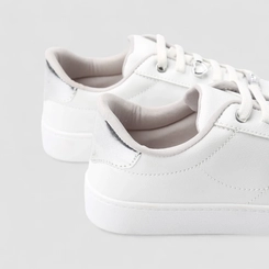 Tênis Penélope Casual Feminino Coração Love Metalizado Elástico Branco