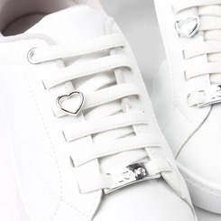 Tênis Penélope Casual Feminino Coração Love Metalizado Elástico Branco