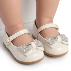 Sapatilha Boneca Infantil Gabrielinha Laço Strass Holográfico Verniz Off White