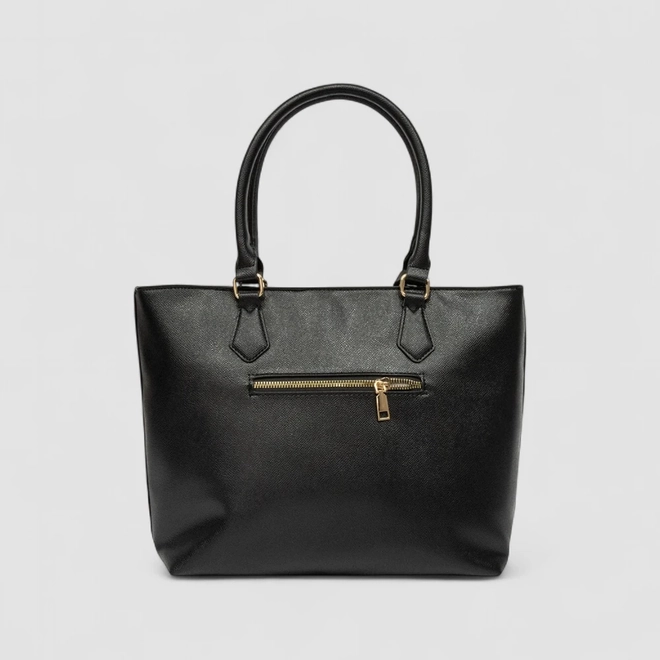 Bolsa Shopping Bag Gabriela Grande Com Carteira Texturizada Preto