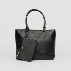 Bolsa Shopping Bag Gabriela Grande Com Carteira Texturizada Preto