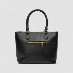 Bolsa Shopping Bag Gabriela Grande Com Carteira Texturizada Preto