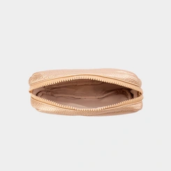 Bolsa Transversal Pequena Penélope Texturizada Metalizada Ouro