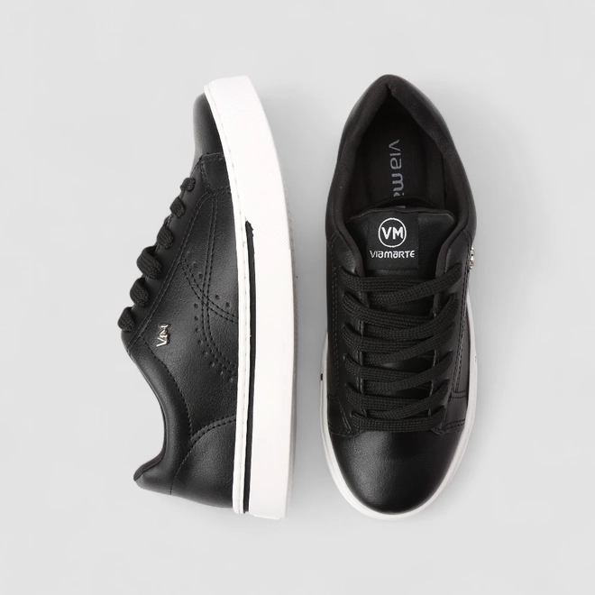 Tênis Via Marte Casual Feminino Pespontos Preto