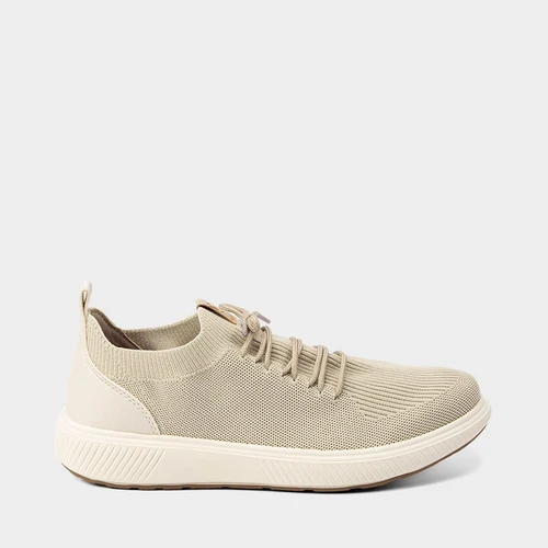 Tênis BR Sport Casual Masculino Puxador Recortes Knit Bege