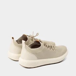 Tênis BR Sport Casual Masculino Puxador Recortes Knit Bege