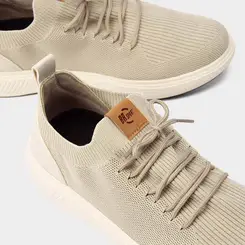 Tênis BR Sport Casual Masculino Puxador Recortes Knit Bege
