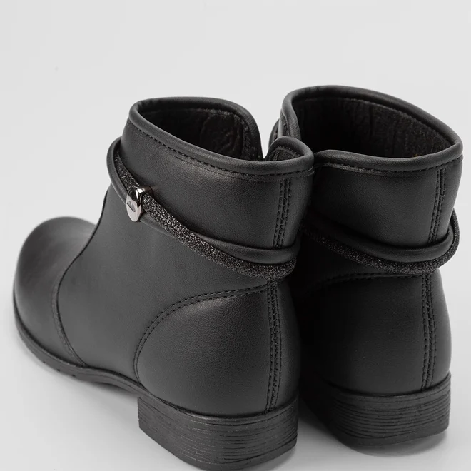 Ankle Boot Dakota Salto Bloco Detalhe Tiras Strass Preto