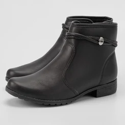 Ankle Boot Dakota Salto Bloco Detalhe Tiras Strass Preto