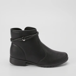Ankle Boot Dakota Salto Bloco Detalhe Tiras Strass Preto