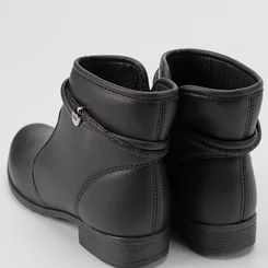 Ankle Boot Dakota Salto Bloco Detalhe Tiras Strass Preto