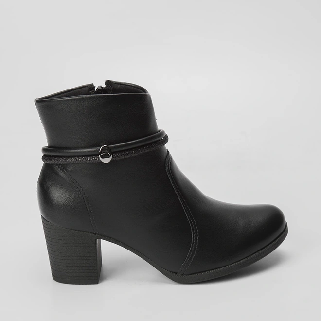 Ankle Boot Dakota Aplicação Tira Glitter Preto