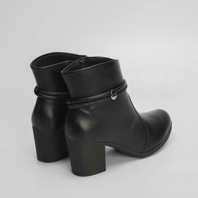 Ankle Boot Dakota Aplicação Tira Glitter Preto