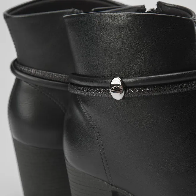 Ankle Boot Dakota Aplicação Tira Glitter Preto