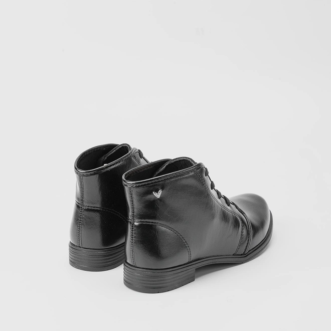 Bota Coturno Mississipi Pespontos Napa Verniz Preto
