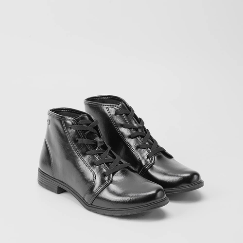 Bota Coturno Mississipi Pespontos Napa Verniz Preto